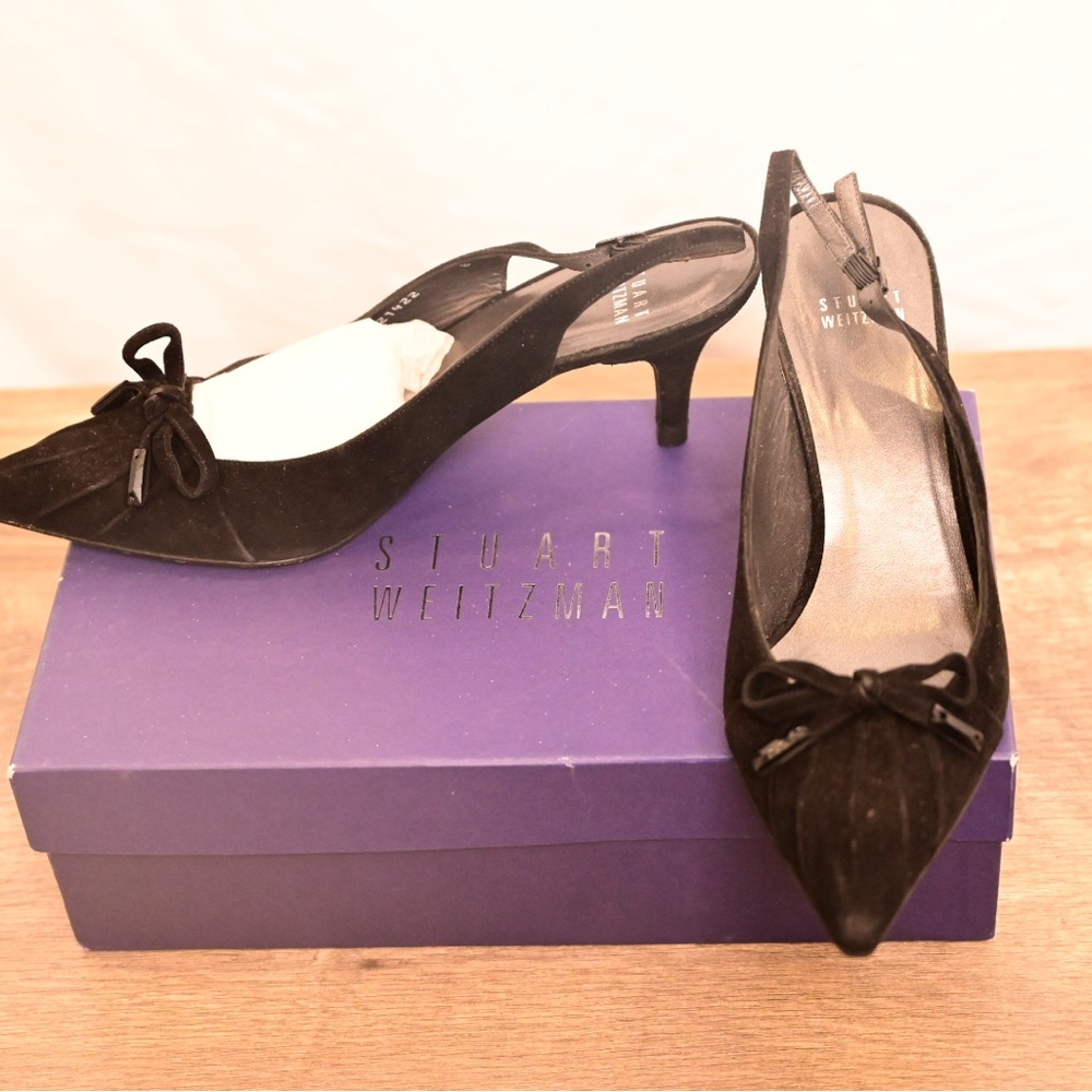 Stuart Weitzman Black Suede Bowpleats